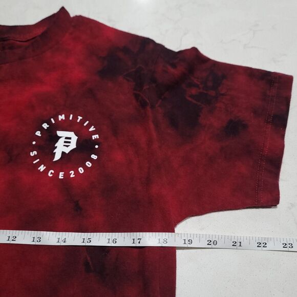 Primitive Skate Since 2008 Tie Dye Red Double Sided Graphic Shirt Small EUC - Picture 4 of 8